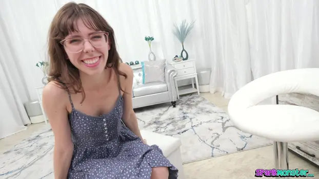 SpankMonster – Petite Glasses Wearing Krystal Palmer Rides A Big Dick & Gets A Creampie